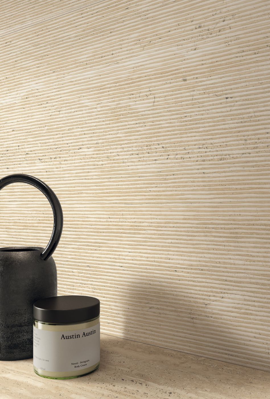 Stone effect decorative tile ABK Sensi Roma Wave Cream, 60x120 cm, 8.5 mm, matt