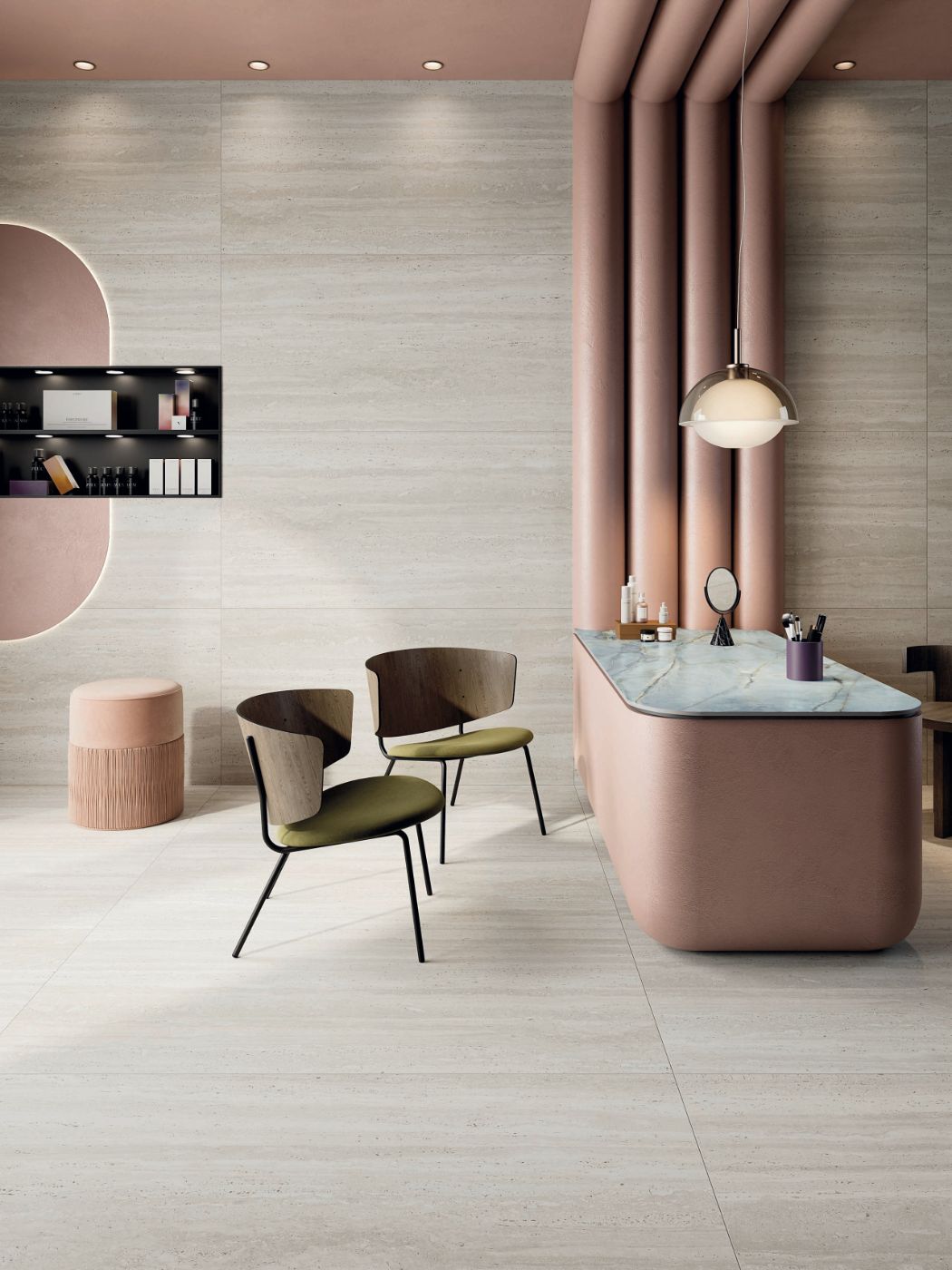 Stone effect porcelain tiles ABK Sensi Roma White, 80x80 cm, 8.5 mm, natural matt, slip-resistant R10