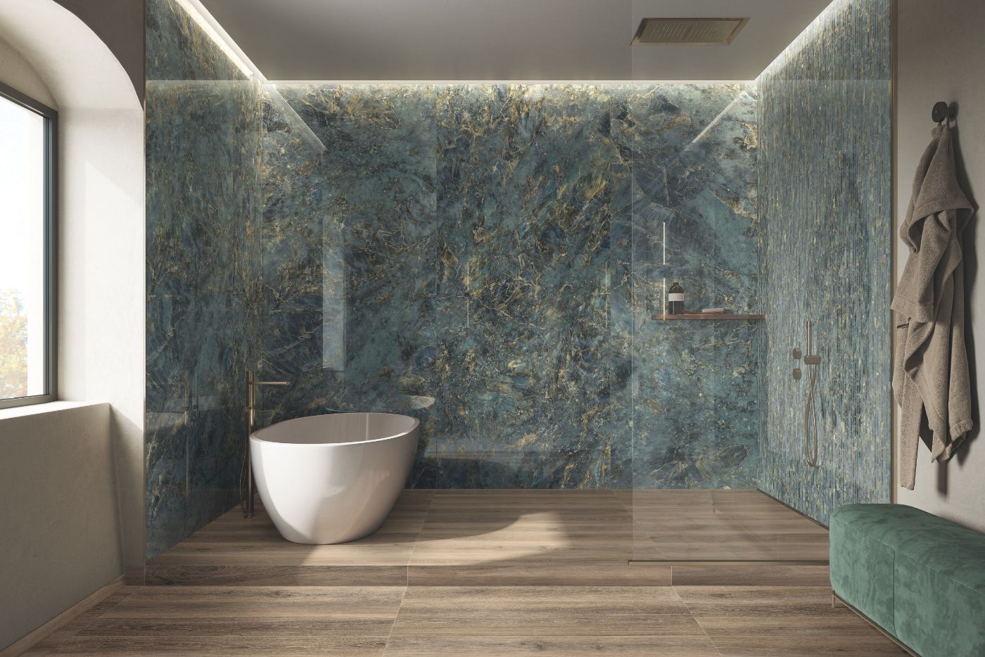 Marble effect mosaic tile ABK Sensi Signoria Ventaglio Roma Imperiale, 28x60 cm, 8.5 mm, polished (lux)
