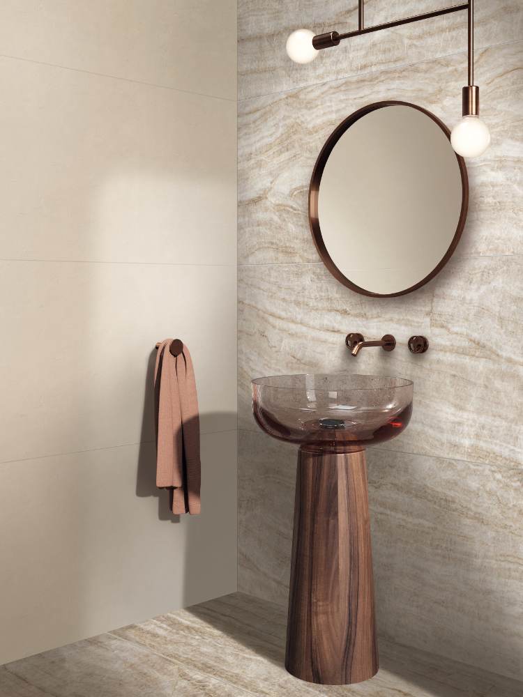 Solid colour ceramic wall tile ABK Wide&Style Mini Alabaster, 60x120 cm, 7 mm, matt