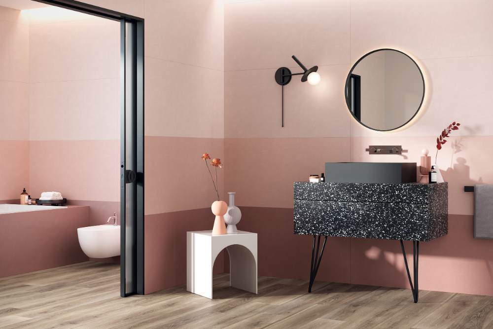 Solid colour ceramic wall tile ABK Wide&Style Mini Powder, 60x120 cm, 7 mm, matt