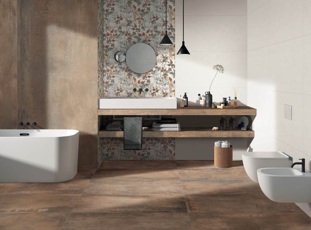Solid colour ceramic wall tile ABK Wide&Style Mini Snow, 60x120 cm, 7 mm, matt