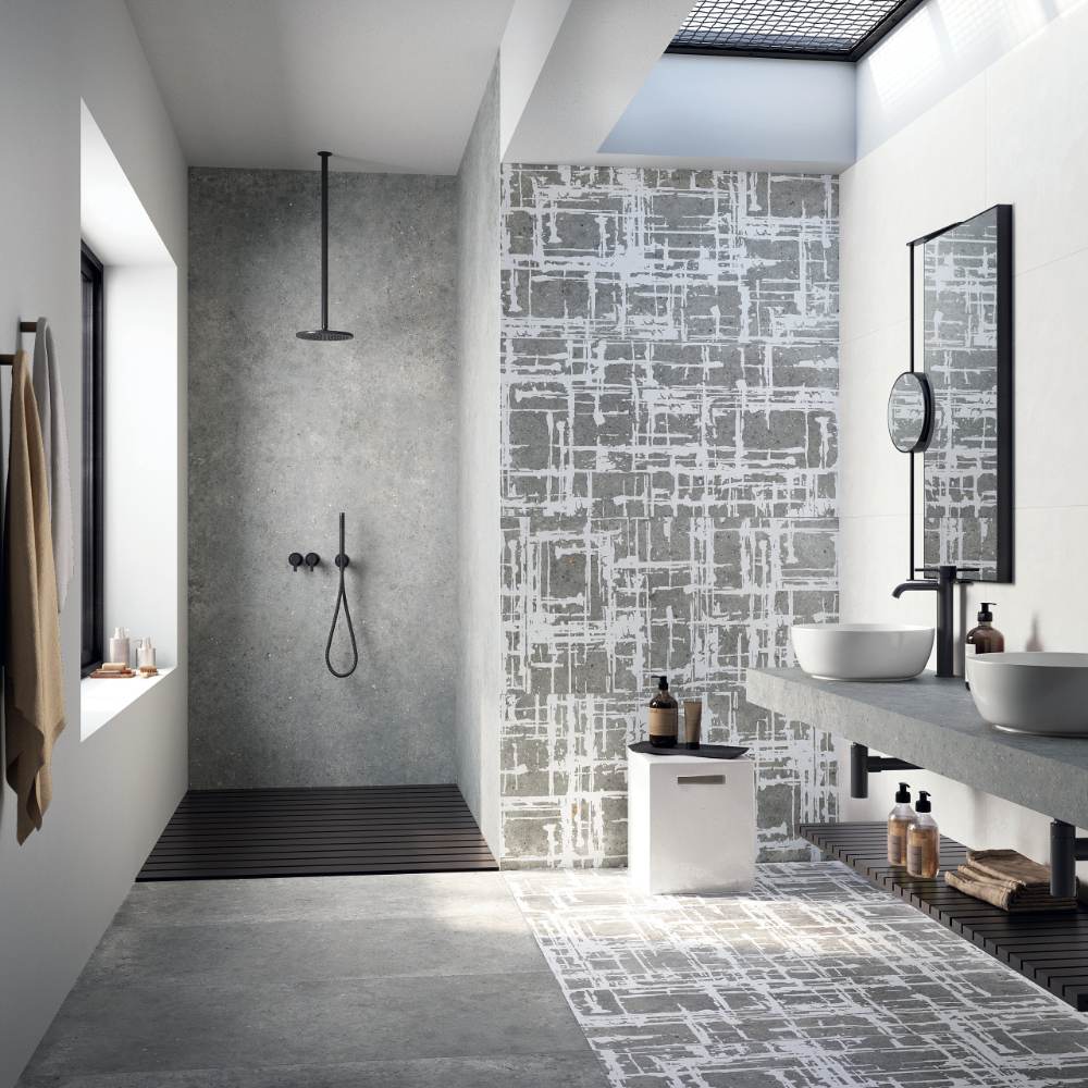Solid colour ceramic wall tile ABK Wide&Style Mini Snow, 60x120 cm, 7 mm, matt