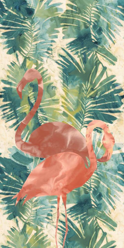 Patterned large porcelain decor slab ABK Wide&Style Tropical Flamingo, 160x320 cm, 6 mm, matt