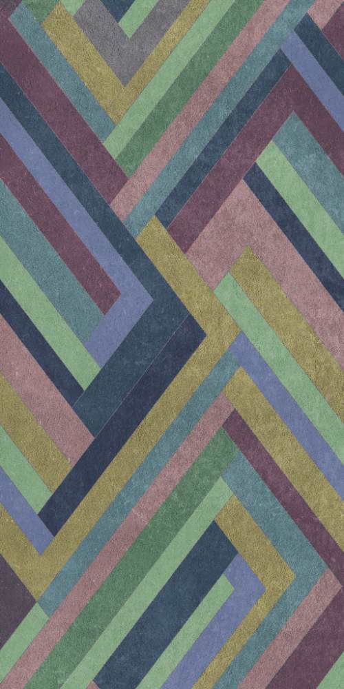 Patterned large porcelain decor slab ABK Wide&Style Blocks Violet, 160x320 cm, 6 mm, matt