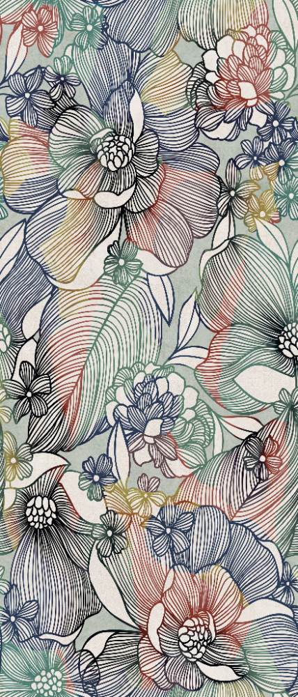Patterned large porcelain decor slab ABK Wide&Style Sixties Light, 120x280 cm, 6 mm, matt