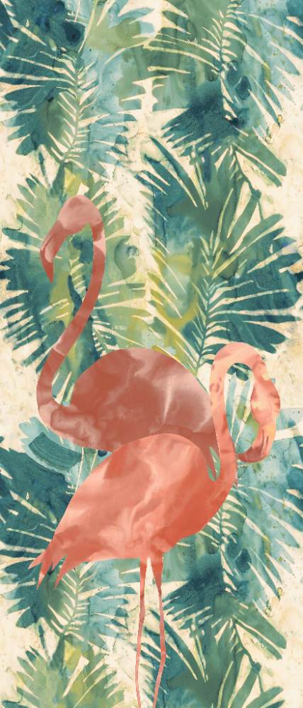 Patterned large porcelain decor slab ABK Wide&Style Tropical Flamingo, 120x280 cm, 6 mm, matt