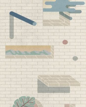 Patterned large porcelain decor slab ABK Wide&Style Bricklane A, 160x320 cm, 6 mm, matt