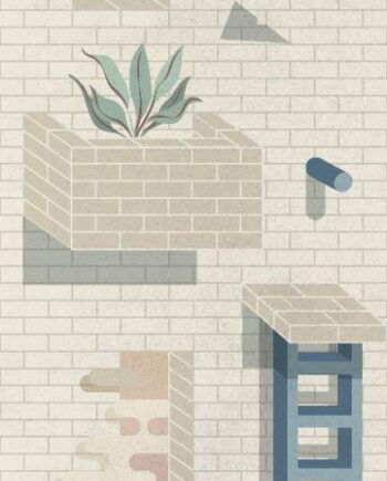 Patterned decorative porcelain tile ABK Wide&Style Bricklane B, 120x240 cm (4 x 60x120 cm), 8.5 mm, matt