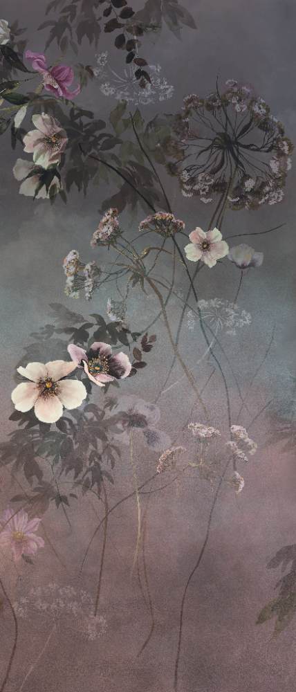 Patterned large porcelain decor slab ABK Wide&Style Country Flowers Pink B, 120x280 cm, 6 mm, matt