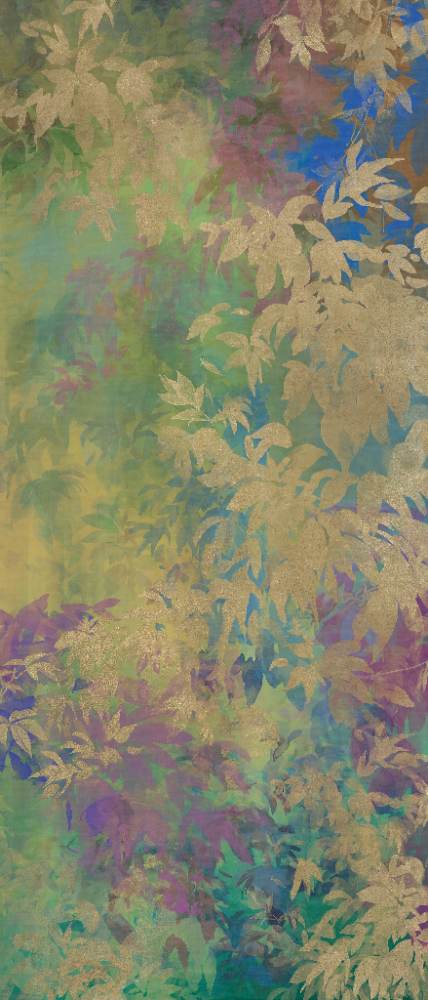 Patterned large porcelain decor slab ABK Wide&Style Foliage Yellow B, 120x280 cm, 6 mm, matt