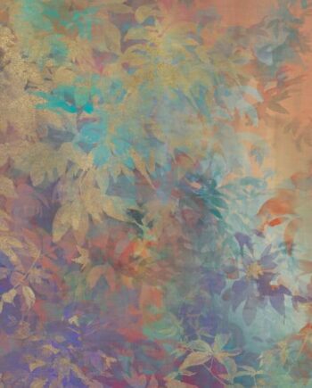 Patterned large porcelain decor slab ABK Wide&Style Foliage Orange A, 160x320 cm, 6 mm, matt