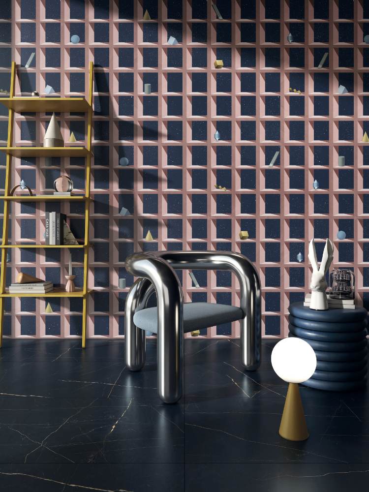 Patterned decorative porcelain tile ABK Wide&Style Lunar B, 120x240 cm (4 x 60x120 cm), 8.5 mm, matt