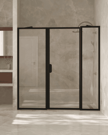 Alcove shower screen Hietakari Bläk 741 New York, white frame, clear glass