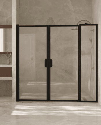 Alcove shower screen Hietakari Bläk 743 New York, hinged door + hinged door with fixed part