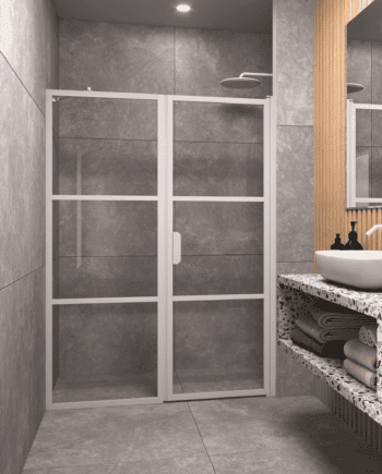 Alcove shower screen Hietakari Bläk 745 Tokyo, fixed wall + hinged door