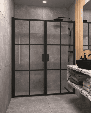 Alcove shower screen Hietakari Bläk 752 Paris, hinged door + hinged door