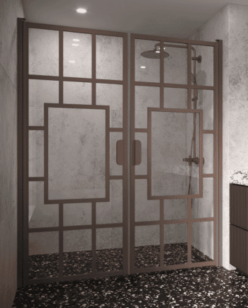 Alcove shower screen Hietakari Bläk 803 Shanghai, hinged door + hinged door
