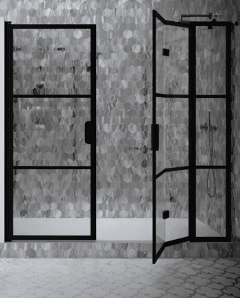 Alcove shower screen Hietakari Bläk 834 Tokyo, hinged door + folding door with fixed part