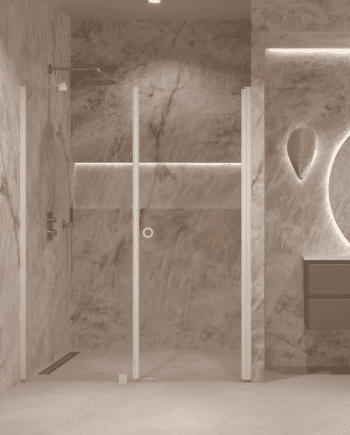Alcove shower screen Hietakari Forma 317, fixed wall + hinged door