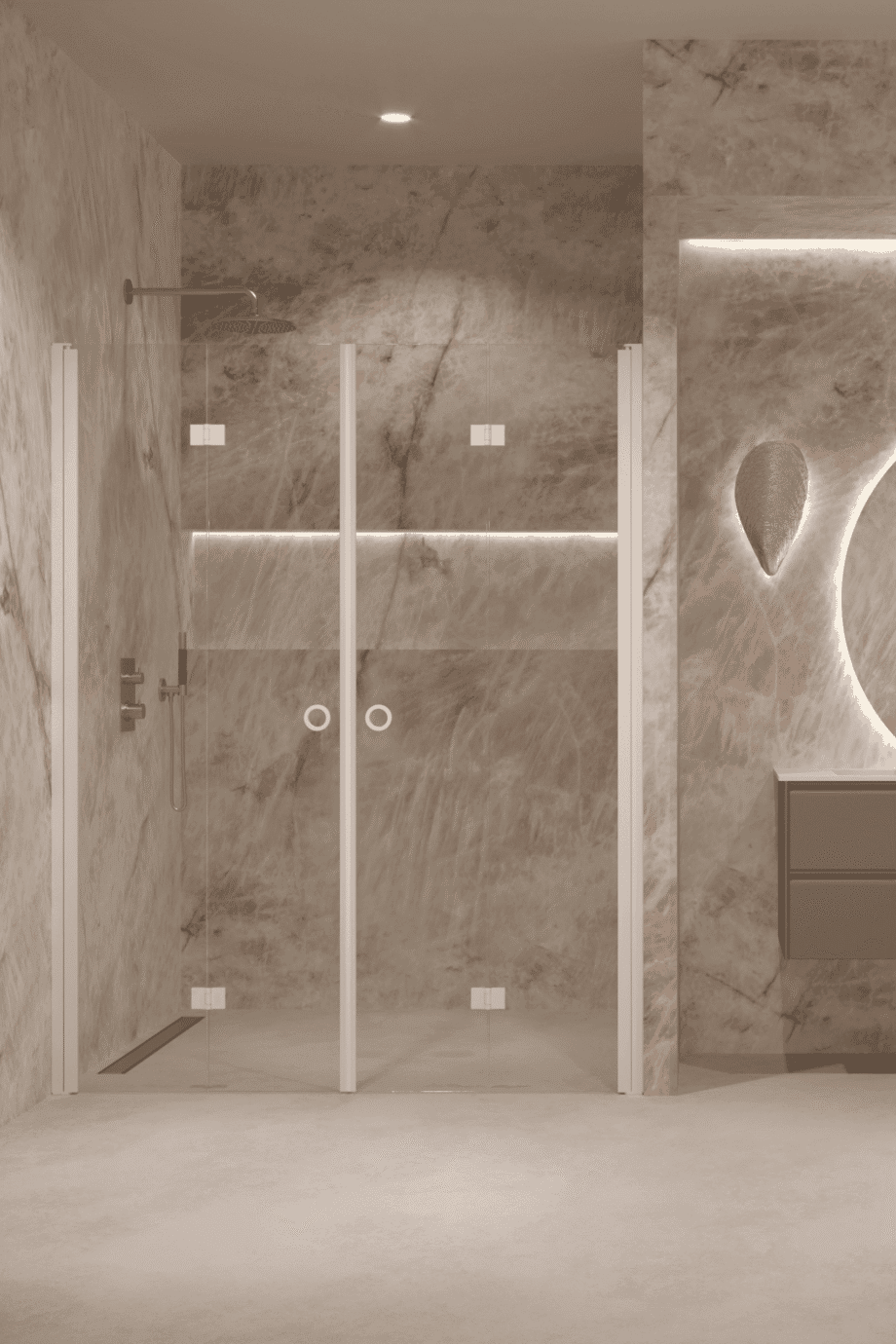 Alcove shower screen Hietakari Forma 325, folding door + folding door