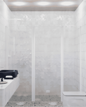 Alcove shower screen Hietakari Infinia 244, white frame, clear glass