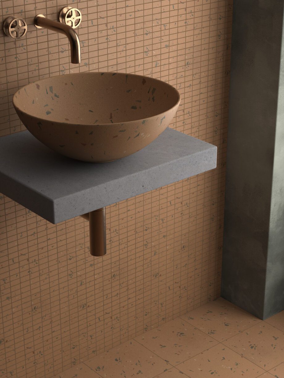 Valamu Dune Fragmenta Terracota 40x40x15 cm, käsitsi maalitud keraamiline pealisvalamu