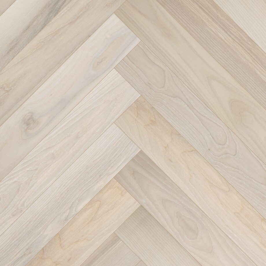 Ash Herringbone Parquet Esta Elegant Frost Ivory Pores 600 mm extra matt lacquered
