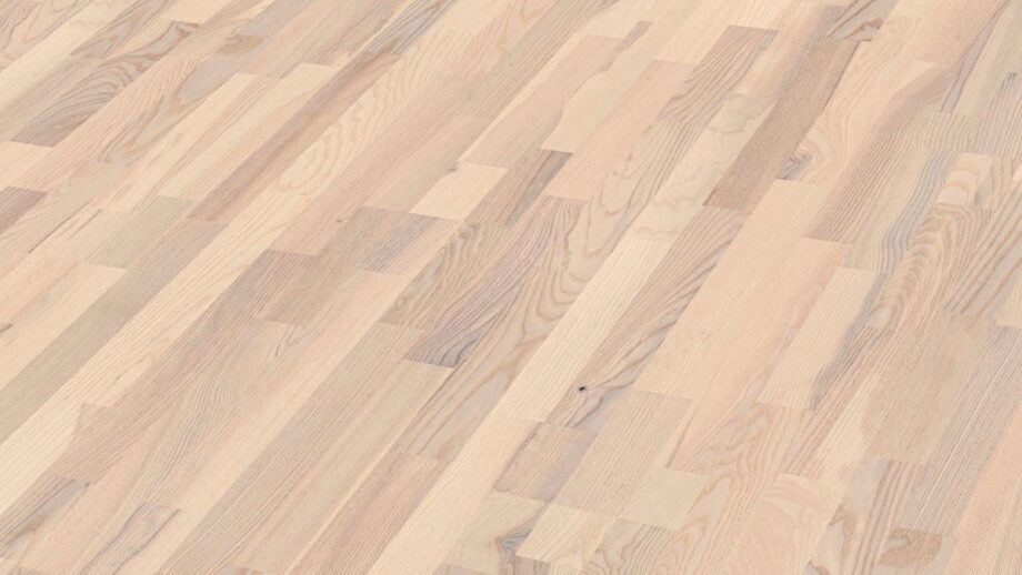 Ash parquet Meister, Longlife PC 200, White ash lively 09044, 3-strip, 2400 x 200 mm, brushed, ultra matt lacquered