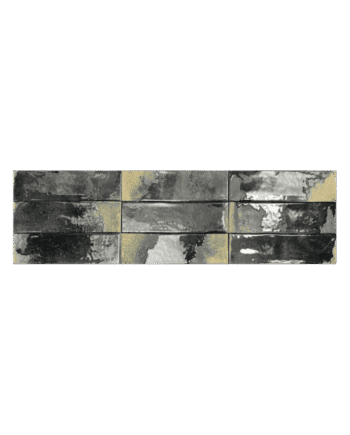 Coloured porcelain wall tile Dune Granadella Carbon, 6.4x22.3 cm, 9 mm, glossy, handmade effect