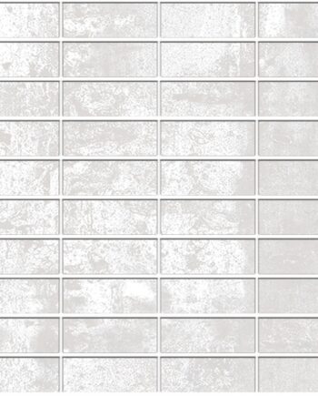 Corten steel-effect porcelain mosaic tile Tau Corten Blanco, 30x30 cm, white