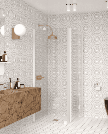 Curved shower enclosure Hietakari Infinia 266, white frame, clear glass