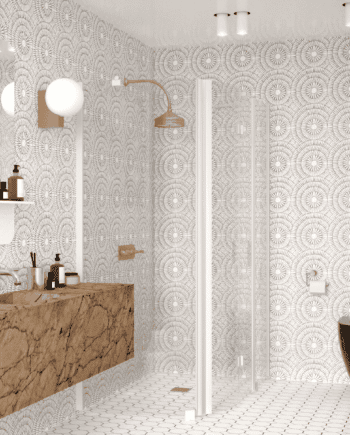 Curved shower enclosure Hietakari Infinia 268, fixed wall + folding door with fixed part