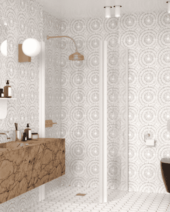 Curved shower enclosure Hietakari Infinia 269, white frame, clear glass