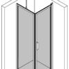 Shower enclosure Hietakari Bläk 755 New York – 3D drawing Shower enclosure Hietakari Bläk 755 New York, fixed wall + hinged door – 3