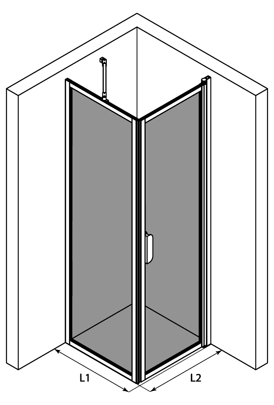 Shower enclosure Hietakari Bläk 755 New York, fixed wall + hinged door – 3
