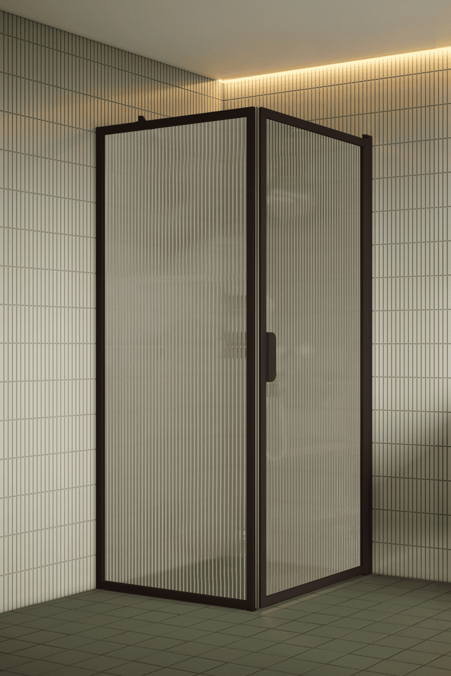 Shower enclosure Hietakari Bläk 755 New York, Cocoa frame, reeded glass Shower enclosure Hietakari Bläk 755 New York, Cocoa frame, reeded glass