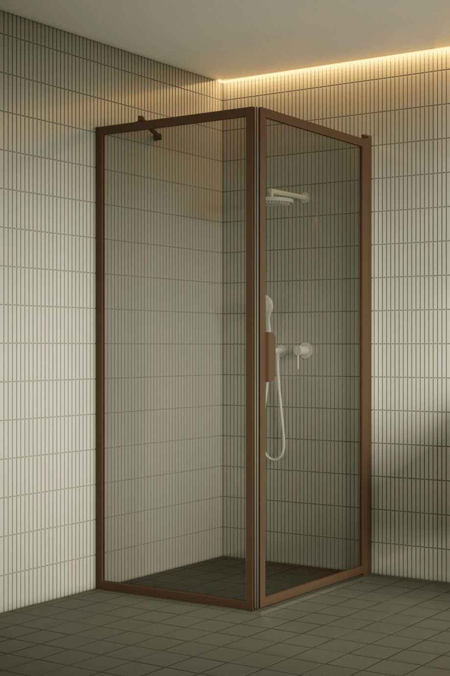 Shower enclosure Hietakari Bläk 755 New York, Mocha frame, grey tinted glass Shower enclosure Hietakari Bläk 755 New York, Mocha frame, grey tinted glass