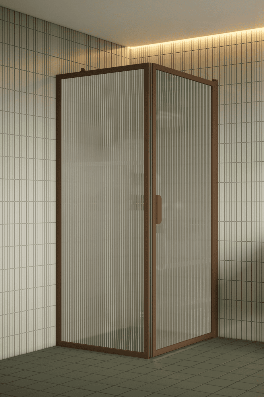 Shower enclosure Hietakari Bläk 755 New York, Mocha frame, reeded glass Shower enclosure Hietakari Bläk 755 New York, Mocha frame, reeded glass