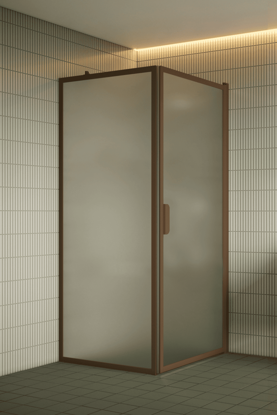 Shower enclosure Hietakari Bläk 755 New York, Mocha frame, satin frosted glass Shower enclosure Hietakari Bläk 755 New York, Mocha frame, satin frosted glass