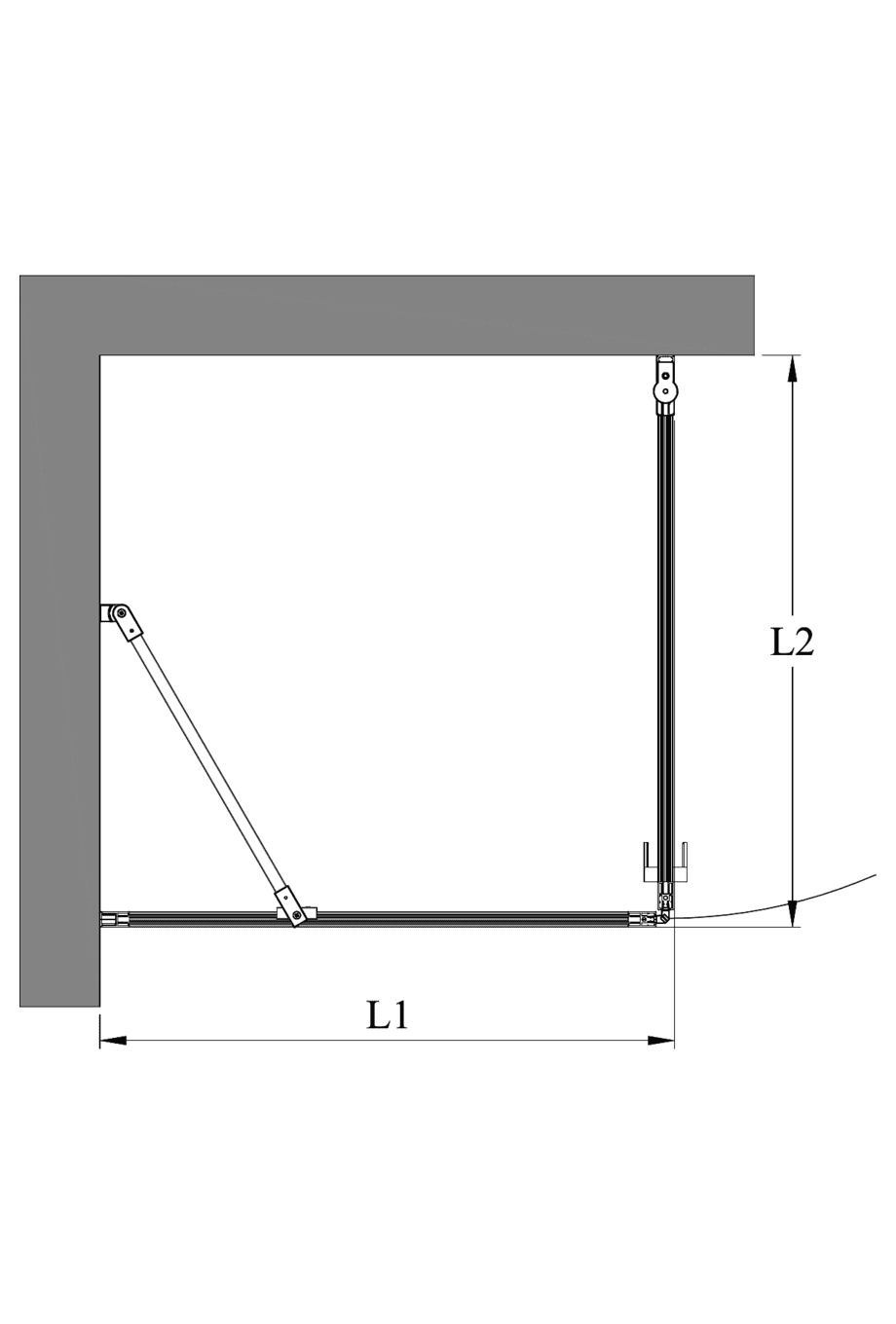 Shower enclosure Hietakari Bläk 755 New York, fixed wall + hinged door – 2