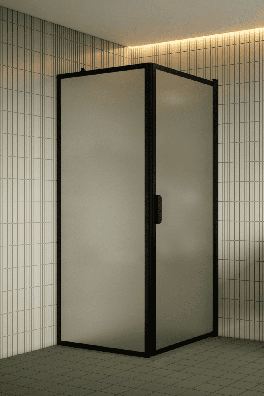 Shower enclosure Hietakari Bläk 755 New York, black frame, satin frosted glass Shower enclosure Hietakari Bläk 755 New York, black frame, satin frosted glass