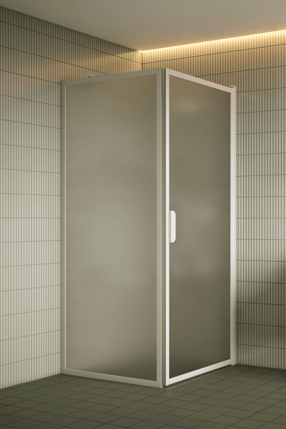 Shower enclosure Hietakari Bläk 755 New York, white frame, satin frosted glass Shower enclosure Hietakari Bläk 755 New York, white frame, satin frosted glass