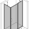 Shower enclosure Hietakari Bläk 756 New York – 3D drawing Shower enclosure Hietakari Bläk 756 New York, fixed wall + hinged door with fixed part – 3