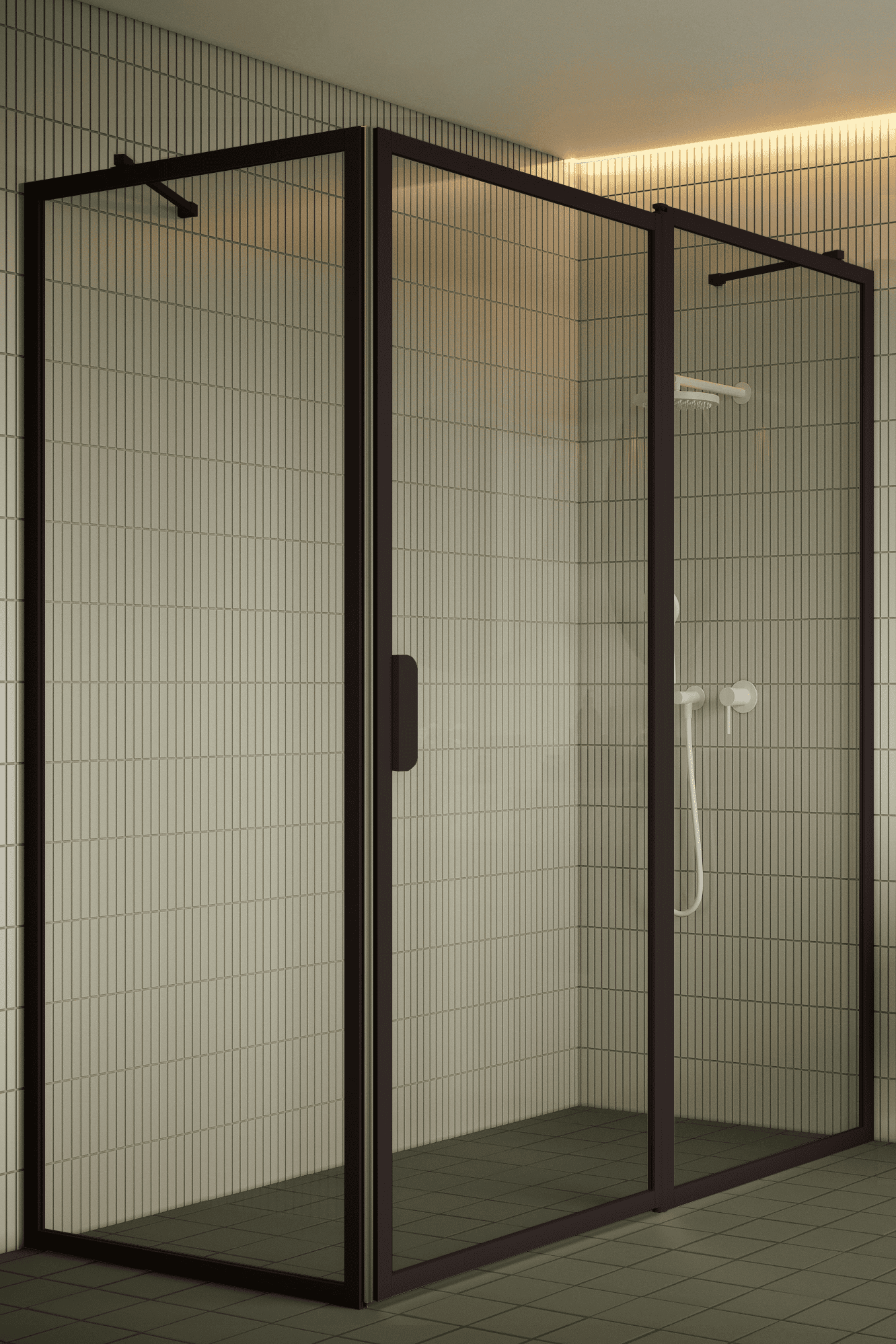 Shower enclosure Hietakari Bläk 756 New York, fixed wall + hinged door with fixed part – 7