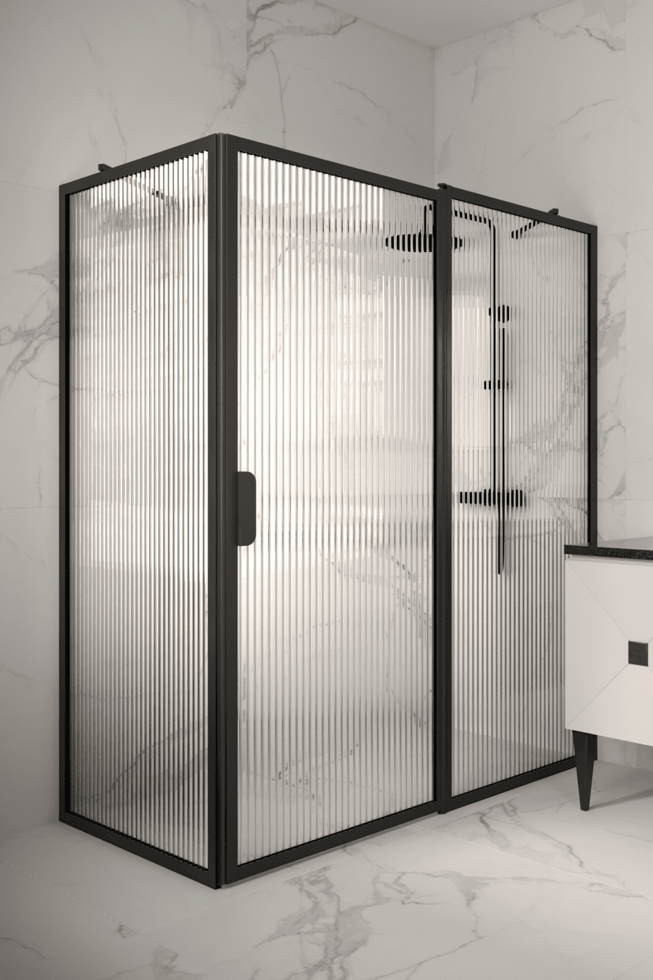 Shower enclosure Hietakari Bläk 756 New York, Cocoa frame, reeded glass Shower enclosure Hietakari Bläk 756 New York, Cocoa frame, reeded glass