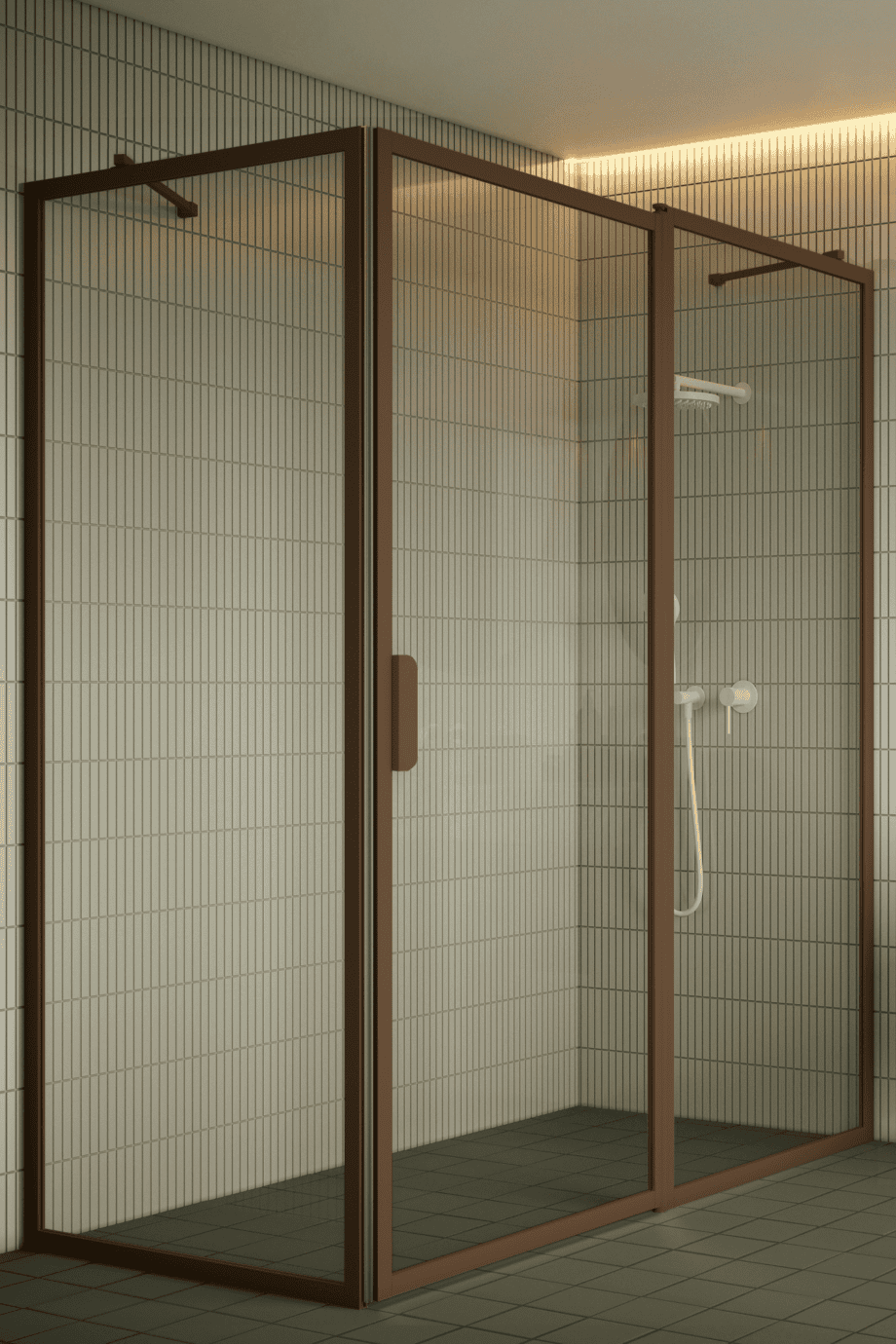 Shower enclosure Hietakari Bläk 756 New York, Mocha frame, grey tinted glass Shower enclosure Hietakari Bläk 756 New York, Mocha frame, grey tinted glass