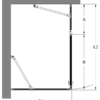 Shower enclosure Hietakari Bläk 756 New York – dimension drawing Shower enclosure Hietakari Bläk 756 New York, fixed wall + hinged door with fixed part – 2