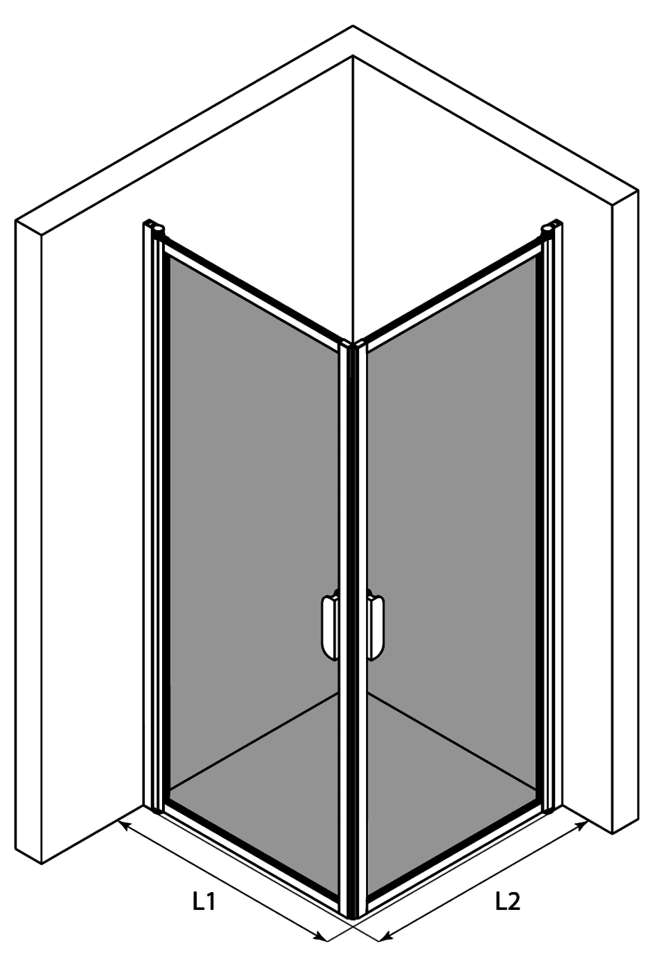 Shower enclosure Hietakari Bläk 757 New York, hinged door + hinged door – 3