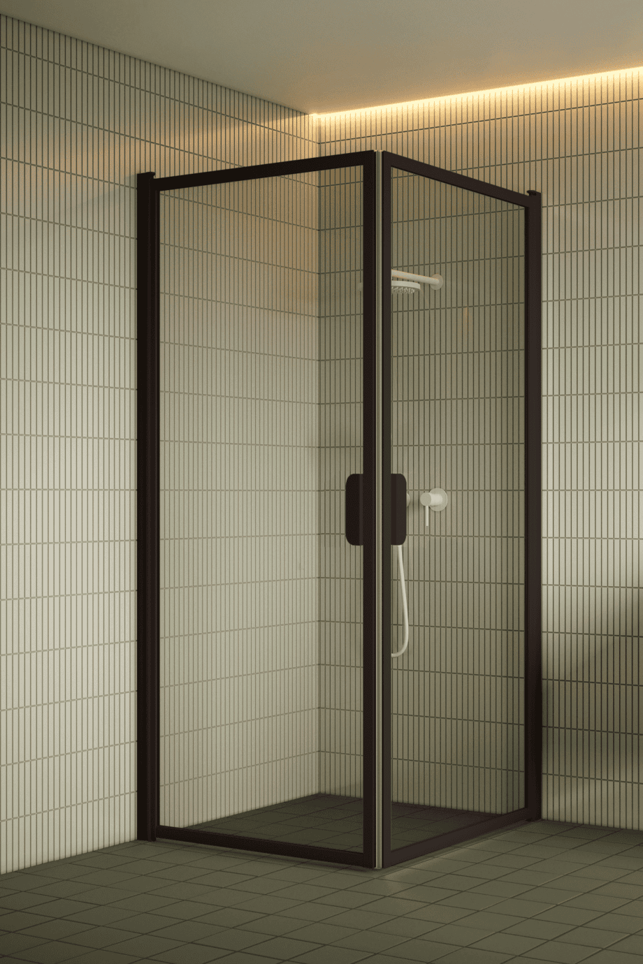 Shower enclosure Hietakari Bläk 757 New York, Cocoa frame, clear glass Shower enclosure Hietakari Bläk 757 New York, hinged door + hinged door – 7